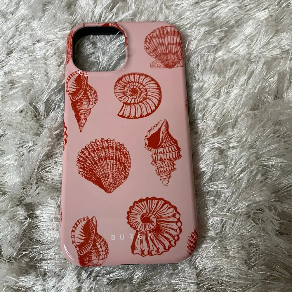 Burga Phone Case Shells Pink w Red Designs